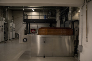 A general view of a crematory in Naples, Italy on March 27, 2020. Due to the coronavirus emergency it is no longer possible to celebrate funerals inside churches and funeral processions are prohibited. In the case of cremation, relatives can greet the deceased for the last time through a monitor that shows when the coffin is introduced into the crematorium.