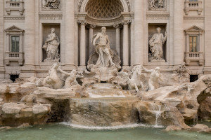 A general view of the Trevi fountain during the Coronavirus emergency in Rome, Italy on March 30, 2020. The Trevi fountain is usually surrounded by hundreds of tourists from all over the world who entertain themselves at the edges of it to take souvenir photos. The Italian government is continuing to enforce the nationwide lockdown measures to avoid the spread of the infection in the country.