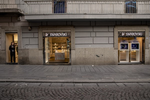 A saleswoman is seen outside a jewelry shop after the Italian government locks down whole country as new coronavirus cases surge, in Naples, Italy on March 10, 2020.