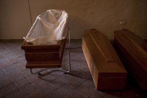 The mortuary of the “Pesenti Fenaroli” hospital in Alzano Lombardo, Northern Italy, on April 13, 2020.