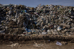 An illegal landfill in the center of Skopje, North Macedonia on February 29, 2020.