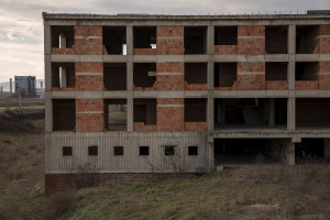 A building under construction in the center of Skopje, North Macedonia on March 2, 2020. It very often happens that during the buildings construction or renovation works there are not adequate coverings to prevent the fine powders of the building materials from being dispersed into the environment, contributing, even if only minimally, to air pollution.