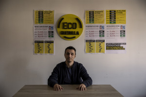 Arianit Xhaferi, founder of “Eco Guerilla” is portrayed inside his office in Tetovo, North Macedonia on March 2, 2020. “Eco Guerilla” is an environmental movement born in November 2013 that mainly deals with air pollution.