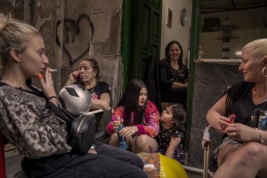 Women and girls are seen outside a typical Neapolitan house called “basso” in the “Quartieri Spagnoli” in Naples, Italy on June 16, 2020. Popular neighborhoods are those that more than others are suffering from the economic crisis generated by the coronavirus. The rate of poverty and unemployment that was higher than the national average in Southern Italy even before the pandemic, increased following the lockdown imposed by the government to counter the spread of the coronavirus, which blocked the country’s economy for more than two months.