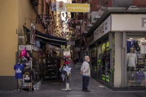 A man is seen in a street of of the “Quartieri Spagnoli” in Naples, Italy on June 15, 2020. Popular neighborhoods are those that more than others are suffering from the economic crisis generated by the coronavirus. The rate of poverty and unemployment that was higher than the national average in Southern Italy even before the pandemic, increased following the lockdown imposed by the government to counter the spread of the coronavirus, which blocked the country’s economy for more than two months.