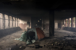 A tent is seen inside an abandoned factory in Bihac, Bosnia and Herzegovina on January 22, 2021. Lots of migrants avoid staying inside the Bosnian official refugee camps because of the hard conditions in which they are forced to live and also because the people hosted in the official camps  cannot go out freely.