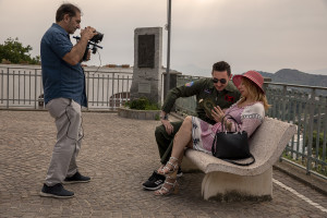 Backstage scenes of “Top gun” movie porn parody realized by Napolsex production in Ischia island, Southern Italy on July 26, 2021.