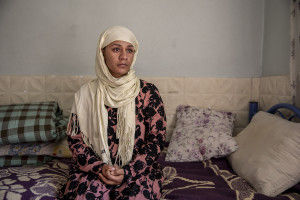 Wida, 22 years old from Afghanistan is portayed inside the house where she has lived with her sister for three weeks in Van, Turkey on October 21, 2021. Wida and Tayba paid 250 dollars each to get from Afghanistan to Iran and 9300 Turkish lira to get to Turkey from Iran. When they arrived in Turkey they were forced to stay one day in a house before the smugglers received the money required for organizing their trip. During that day, Wida says that she was raped by some of the smugglers.