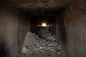 A general view of a tunnel outside the city of Van, Turkey on October 23, 2021. Refugees use tunnel for temporary shelter on their way to Van or other Turkish cities.