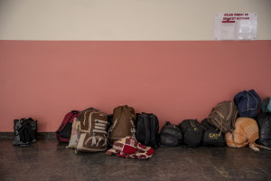 Backpacks belonging to Afghan refugees caught by Turkish security forces after crossing illegally into Turkey from Iran are seen inside the Kurubas detention center in the border city of Van, Turkey on October 25, 2021. The center opened in April 2017 and hosts mostly Afghans arrested while trying to illegally enter Turkey via Iran. According to Cuma Omurca, director of the migration department in Van province, the goal is to stop irregular immigration and the activity of smugglers.