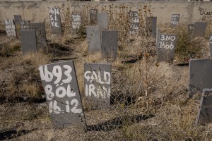A general view of the cemetery for unidentified migrants who have died crossing from Iran to Turkey in Van, Turkey on October 24, 2021. The cemetery has existed since the end of 2009 and hosts more than 500 dead. About 30% are children.