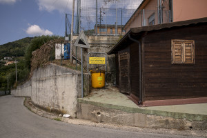 A station for the collection of vegetable oil used in cooking food is seen in Cuccaro Vetere, Southern Italy on October 1, 2021. Cuccaro Vetere is a small village of just over five hundred inhabitants in the Salerno area considered “blue zone”, that is one of those places where people live longer than the average.