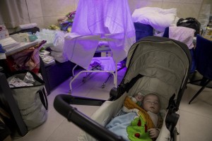 Nurses look after surrogate-born babies inside a special shelter owned by BioTexCom clinic in a residential basement, as Russia’s invasion continues, on the outskirts of Kyiv, Ukraine on March 19, 2022.