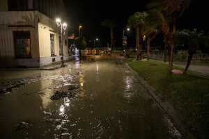 A road flooded with mud is seen following a landslide on the Italian holiday island of Ischia, Southern Italy on November 26, 2022.