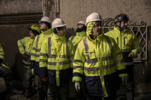 Civil protection operators are seen following a landslide on the Italian holiday island of Ischia, Southern Italy on November 26, 2022.