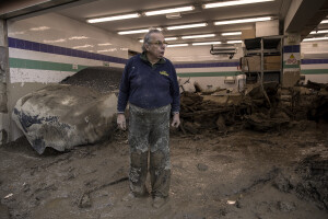 A man is seen the day after a landslide hit the Italian holiday island of Ischia, Southern Italy on November 27, 2022.