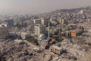 An aerial view of Kahramanmaras, Turkey on February 18, 2023. On February 6, 2023 a powerful earthquake measuring 7.8 struck southern Turkey killing more than 50,000 people.