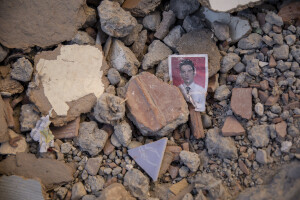 The picture of a young man is seen in the rubble of a destroyed building in Kahramanmaras, Turkey on February 16, 2023. On February 6, 2023 a powerful earthquake measuring 7.8 struck southern Turkey killing more than 50,000 people.