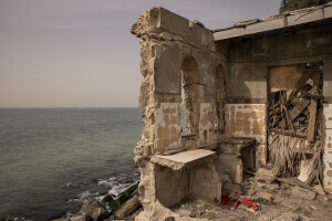 The remains of a house destroyed by the sea waves in Rufisque, Senegal on December 20, 2023. The rise in sea levels generated by climate change (global warming and melting of glaciers) is threatening the coasts of Senegal, destroying one house after another and putting at risk the population, 80% of which live near the sea.