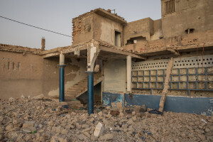 Damage caused by sea waves to the reception of the “Chaumiere” hotel located in the “Langue de Barbarie” in Saint- Louis, Senegal on December 11, 2023. The “Langue de Barbarie” is a thin, sandy peninsula located in western Senegal, where around 80,000 people live and is among the places most threatened by the rise in sea levels generated by climate change. The peninsula separates the Atlantic ocean from the final section of the Senegal river.